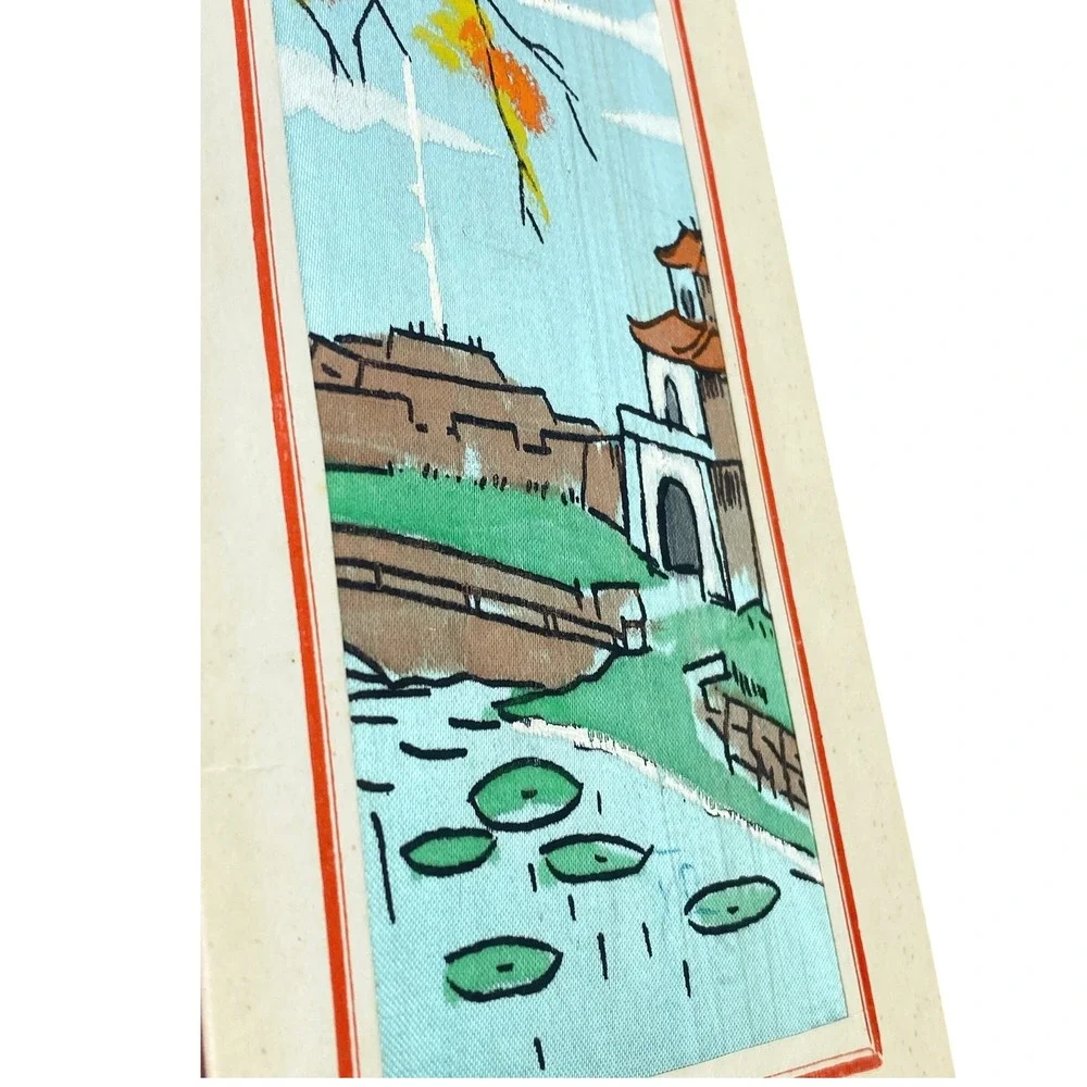 Vintage Vietnam‎ Handpainted Silk Christmas Card